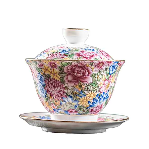 Enamel Porcelain Flowers Gaiwan