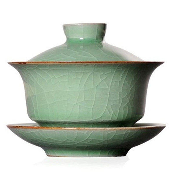 Ice Crack Longquan Celadon Gaiwan Tea Cup