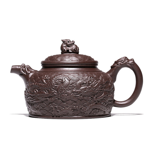 Yixing Handmade Purple Clay Pot De Zhong Teapot Cameo