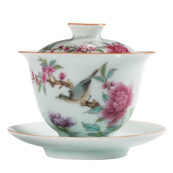 Hand-painted Flowers And Birds Gaiwan