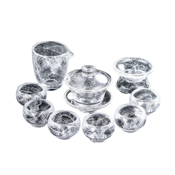 Crystal Snowflake Flower Glass Tea Set